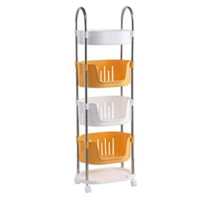 QINGXun Vegetable Rack, Slim Storage Rolling Cart, Kitchen Carts On Wheels, for Bathroom Kitchen Laundryroom Bedroom Narrow Space Storage Space-Saving, Easy Assembly (Color : Yellow, Size : 5 Layers)