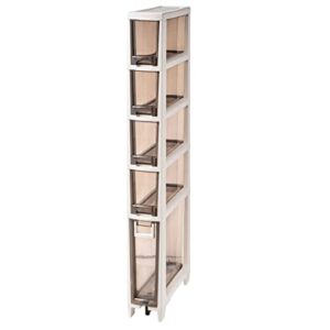 QINGXun Kitchen Storage Rack, Storage Cart with Wheels Rolling 2 Tier Slim Organizers Rolling Utility Cart Slide Out Storage Shelves for Bathroom Kitchen Office (Color : 5 Layer)