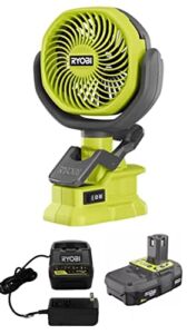 Ryobi 18-Volt Personal Battery Powered Clip Fan Kit with 2.0 Ah Battery and Charger KIT (Renewed)