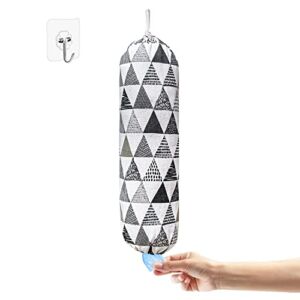 Plastic Bag Holder,Wall Mount Plastic Bag Organizer,Washable Large Grocery Bag Storage Dispenser,Shopping Bags Carrier ​for Home Kitchen Travelling,Free Adjustment with Drawstring,Gray triangle, 22×9″