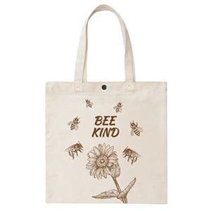 Bee Kind Canvas Tote Bag, Aesthetic Cotton Reusable Canvas Bag with Handles for Women Cloth Grocery Shopping Bags Birthday Gift Choice