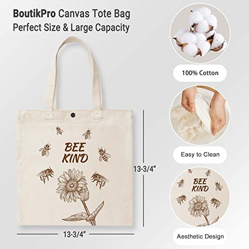 Bee Kind Canvas Tote Bag, Aesthetic Cotton Reusable Canvas Bag with Handles for Women Cloth Grocery Shopping Bags Birthday Gift Choice | The Storepaperoomates Retail Market - Fast Affordable Shopping