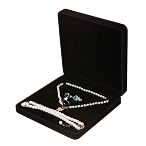 Velvet Jewelry Set Box, Velvet Gift Box for Bracelet Necklace Earring Ring (Black)