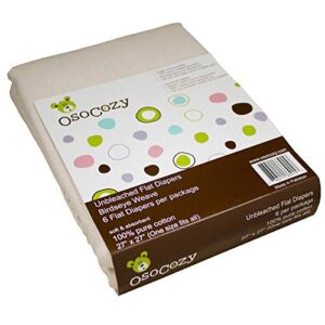 OsoCozy Unbleached Birdseye Flat Cloth Diapers (6 Pack) – 27 x 27 Inches, One-Layer Flat Cloth Baby Nappies Made of Soft, Durable 100% Birdseye Weave Cotton