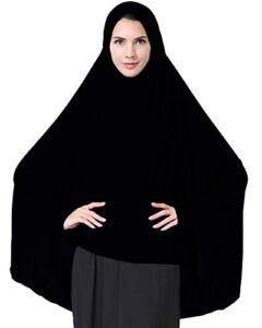 Ababalaya Women’s Elegant Modest Muslim Islamic Ramadan Soft Lightweight Jersey Hijab Long Scarf,Black,XL