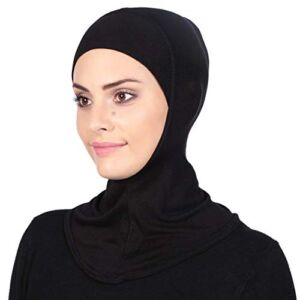 GERINLY Black Under Hijab Scarf Women’s Ninja Jilbab Cap Stretch Full Neck Coverage Hijabs for Sport (Black)