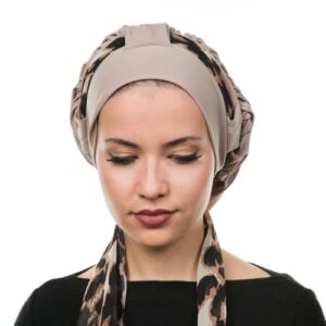 sufirit Head Beanie, Turbans for Women, Hijab Cap, Chemo Caps for Cancer Women, Instant Hijab, Headwraps, Chemo Headwear (Flowy Turbans, Stone)