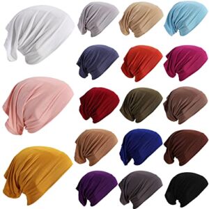 18 Pieces Hijab Undercap Scarf Hijab Cap Unisex Dreadlock Cap Turbans Women Stretch Under Caps Solid Color Woman Hijab Cap(Dark Color)