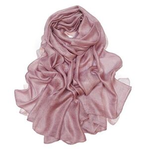 Bettli Womens Extra Large Scarf Shawl Wraps Pashminas Solid Soft Silky for Bridal Evening Wedding Party (pink)