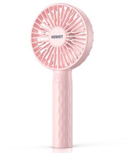 HonHey Handheld Fan Super Mini Personal Fan with Rechargeable Battery Operated and 3 Adjustable Speed Portable Hand Held Fan Eyelash Fan for Girls Women Kids Outdoor Travelling Indoor Office Home (pink)