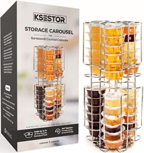 Storage Carousel for Bartesian Cocktail Capsules by Ksestor – Holds up to 36 Bartesian Pods – 360-Degree Rotation – Bartesian Pod Holder – Bartesian – Bartesian Professional Cocktail Machine – Chrome Finish