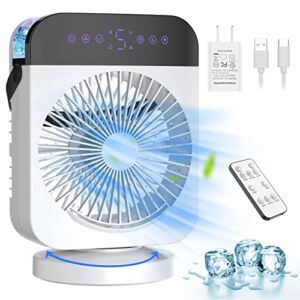 Portable Air Conditioner, Mini Personal Evaporative Air Cooler With 4 Speeds, Oscillation/Humidifier/Timing Function, Small Desktop Cooling Fan With Led Light& Remote Control For Room Office Camping