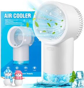 GOFOIT Portable Air Cooler, Personal Mini Conditioner Fan with Blue Light, Evaporative Cooler 3 Speeds Quiet AC, Desk for Room Home Office (365-B)