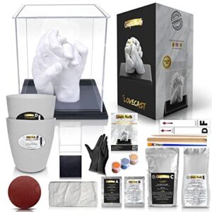 CraftsNorth Hand Casting DIY Kit for Couples | Complete kit with Acrylic Display, Wooden Base, and Step-by-Step Guide to Create a Perfect Hand molding Christmas Gift