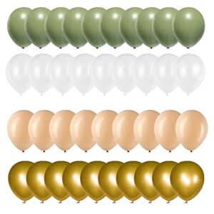 Sage Green Gold White Latex Balloons,50 Pcs 12 Inch Green and blush Gold Party Balloons For Birthday Baby Shower Engagement Wedding Anniversary Party Decorations
