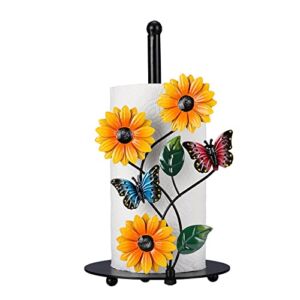 Sunflower Kitchen Paper Towel Holder – Yellow Home Kitchen Decor Accessories – Hegivoc Black Metal Farmhouse Large Towel Stand for Countertops – The Butterfly Lovers