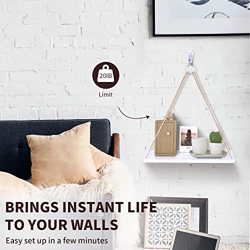 WoodLiving Hanging Shelves for Wall- Hanging Plant Shelf of 2 Set – Rope Floating Shelf Wall Decor Bedroom – ZS-2022-04021 wood-04021 | The Storepaperoomates Retail Market - Fast Affordable Shopping