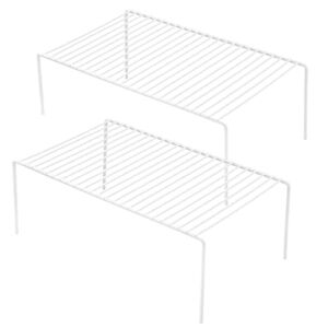 GEDLIRE Cabinet Storage Shelf Rack Set of 2, Medium (13 x 9.4 inch) Rustproof Metal Wire Kitchen Cabinet Organizer and Storage, Cupboard Spice Shelf Rack for Plate, Dish, Counter & Pantry Organization