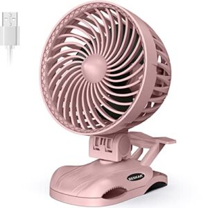 Small Clip on Fan – Personal USB Fan CVT Speeds and Strong Clamp, Adjustable Tilt, Quiet Operation, 6 Inch Desk Fan for Office Bed Treadmill Stroller – USB Cord Plug in Powered