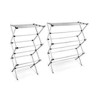 Clothes Drying Rack Folding Indoor, 3-Tier Extendable Clothing Dryer Rack, Alloy Steel Laundry Drying Racks, Accordion Collapsible Portable Laundry Racks for Drying Clothes Towels Bed Linen
