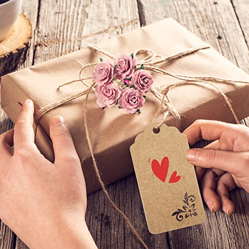 Koogel 100pcs Kraft Paper Tags,Tags with String,Party Favor Gift Tags for Wedding,Baby Shower,Bridal Shower | The Storepaperoomates Retail Market - Fast Affordable Shopping