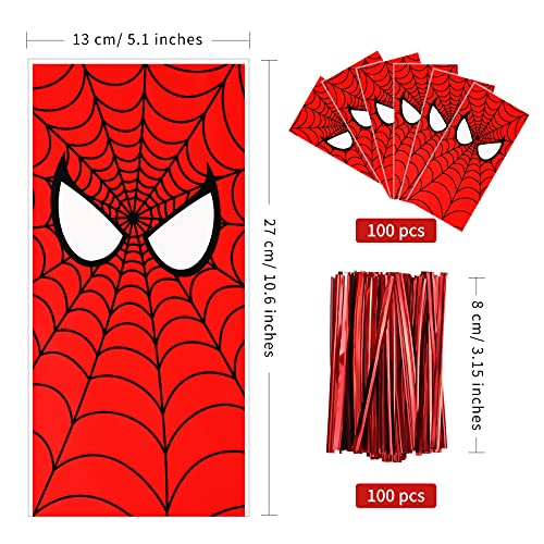 Lecferrarc 100 Pcs Spider Web Print Treat Bags Spider Cellophane Candy Bags Plastic Goodie Storage Bags Spider Hero Party Favor Bags with Twist Ties for Kids Hero Theme Birthday Party Supplies | The Storepaperoomates Retail Market - Fast Affordable Shopping