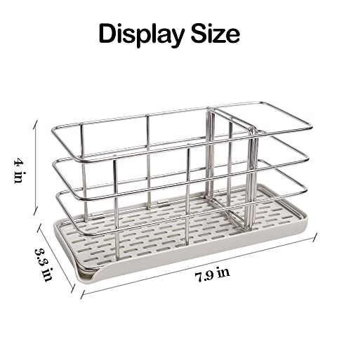 Sponge Holder for Kitchen Sink,304 Stainless Steel Kitchen Sink Organizer Sink Tray Drainer Rack Hanging Adjustable Panel Brush Sink Caddy Soap Holder for Countertop Or Wall Stick with Auto Overflow | The Storepaperoomates Retail Market - Fast Affordable Shopping