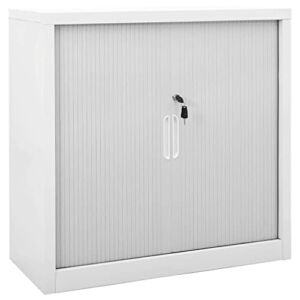 vidaXL Sliding Door Cabinet Black and White 35.4″x15.7″x35.4″ Steel