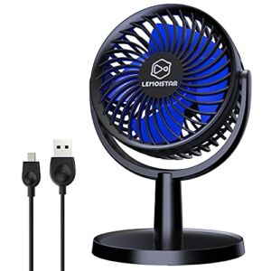4 Speeds Portable Mini Desk Fan, Small But Mighty USB Powered Tabletop Fan, Quiet Operation with 310° Adjustment, Personal Air Circulator Fan for Table Office Bedroom (Dark Blue)