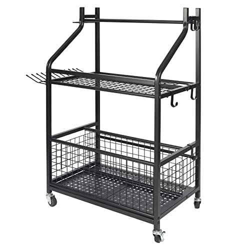 Stonehomy Garden Tool Storage Organizer with Wheels, Standing Garage Tool Holder, Yard Tool Tower Rack for Lawn and Outdoor, Black | The Storepaperoomates Retail Market - Fast Affordable Shopping