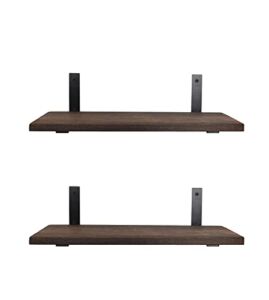 Molaxhome Wood Floating Shelves Set of 2,Wall Mounted Shelf for Bedroom,Farmhouse,Living Room,Bathroom,Kitchen,Office and More DC1A612 (Brown, W6xL16.5)