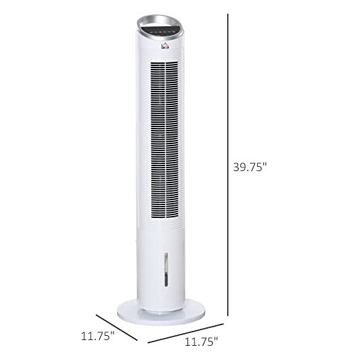 HOMCOM 40″ Portable Oscillating Air Cooler Fan for Home Office, 3-In-1 Standing Ice Floor Fan with Humidifier, 3 Modes, 3 Speeds, 8H Timer, Remote, LED Display, White | The Storepaperoomates Retail Market - Fast Affordable Shopping