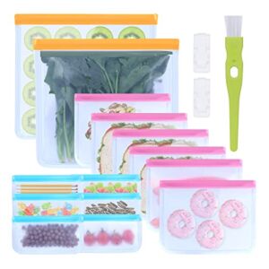 Reusable Food Storage Bags, UBeesize 14 Pack Reusable Ziploc Bags Silicone, with 2 Gallon Bags, 6 Reusable Sandwich Bags & 6 Food Grade Snack Bags for Kids, 100% Silicone Reusable Freezer Bags
