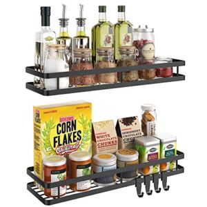 Spice Rack Organizer Wall Mounted – Couwilson 15.7in 2 Pack Hanging Seasoning Spice Organizer Shelf, Spice Rack storage for Cabinet or Wall Mount with 4 Strong Hooks, for Kitchen, Bathroom