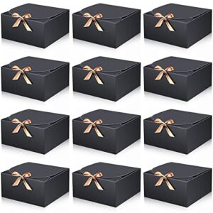12 Pcs Gift Boxes with Lids 8 x 8 x 4 Inch Bridesmaid Proposal Box Black Gift Boxes for Presents for Wedding Gift Birthday Christmas Packaging Chocolate Cupcake Crafting (Black)
