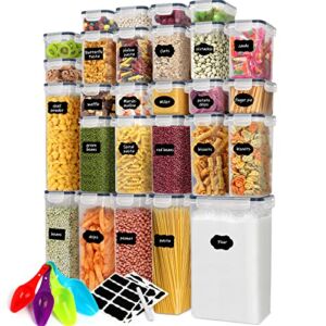 27 Pack Airtight Food Storage Container Set, Pantry kitchen organization and Storage, BPA Free Clear Plastic Storage Container with Lids, Kitchen Decor for Cereal, Dry Food Flour & Sugar with Labels, Marker & Spoon Set