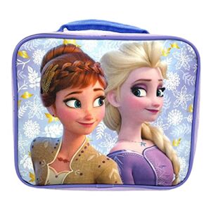 Disney Frozen 2 Lunch Box with Princesses Elsa and Anna – Soft Insulated Lunch Bag for Girls, Purple
