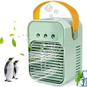 YiimDaifun Portable Air Conditioner, 2000mAh Rechargeable Atomization Fan, 200ML Large Water Tank Air Conditioner, Personal Space Cooler for Rooms, Offices, Campers, Indoor