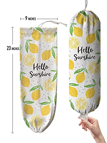 Hglian Lemon Grocery Bags Holder Dispenser Wall Mount Plastic Bag Holder Garbage Shopping Trash Bags Storage Carrier Organizer,Cute Lemon Home Kitchen Décor, Gifts for Women Mom Wife | The Storepaperoomates Retail Market - Fast Affordable Shopping