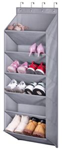 MISSLO Door Shoe Rack with Deep Pockets for 12 Pairs of Shoe Organizer Over the Door Hanger for Closet and Dorm Narrow Door Shoe Storage, Grey