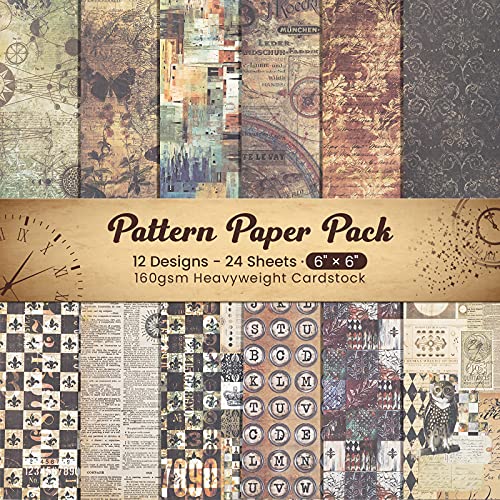 VONDYU Patterned Paper Pad for Card-Making,Vintage Scrapbook Paper Pad Single-Sided Scrapbooking Papers,6″x6″ Single-Sided Cardstock Holiday Decorative Craft Paper Die-Cut Photos Backgrounds-24 Sheets | The Storepaperoomates Retail Market - Fast Affordable Shopping