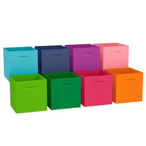 11 Inch Cube Storage Bins For Kids (Set of 8) – Fits Into Most Storage Cubes Organizer. These Multi Colored Cubby Baskets Are Perfect For Toy, Clothing, nursery or General Closet Organization