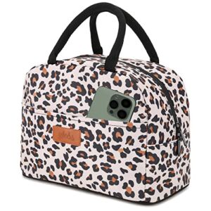 Ylebs Lunch Bag for Women Insulated Lunch Box Reusable Cooler Tote Bag for Work School,Water-resistant Thermal(Leopard)