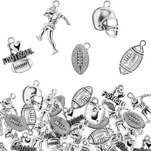 70 Pieces Football Charms Mixed Silver Football Player’s Bat Beads Pendants Necklace Crafting Sport Charms Jewelry Making Findings Accessory DIY Necklace Bracelet