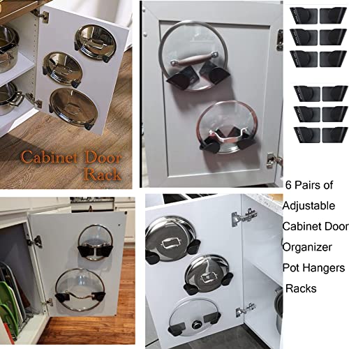 CIWEI Wall Mount Pot Lid Organizers – 6 Pairs of Adjustable Cabinet Door Organizer Pot Hangers Racks Plastic Pan Storage Racks Holders for Kitchen (Black) | The Storepaperoomates Retail Market - Fast Affordable Shopping