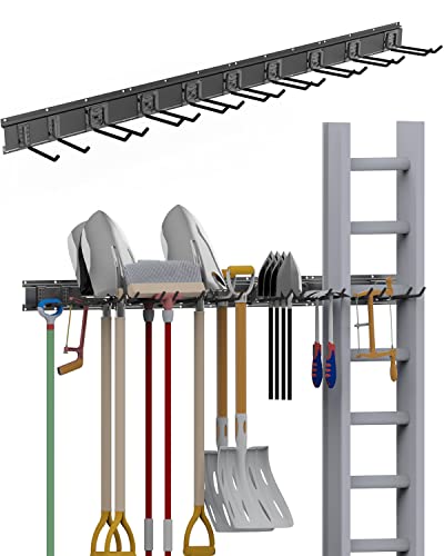 Heavy Duty Tool Storage Organizer, 64INCH 4 packs Rails &10 packs Adjustable Hooks Yard Tool Organizer for Garage Tool Organizer Wall Mount, Aluminum Steel For Garden (64 inches 4 Rail) Gifts for men | The Storepaperoomates Retail Market - Fast Affordable Shopping