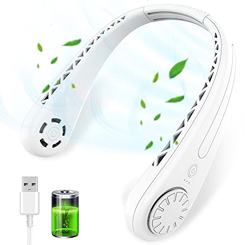 Portable Neck Fan Bladeless Neck Fans Portable Rechargeable Battery 2400mAh, Blast Personal Fans for Your Neck can Working 4-8 Hrs, Cooling Neck Fan have 3 Speeds Settings (White) | The Storepaperoomates Retail Market - Fast Affordable Shopping