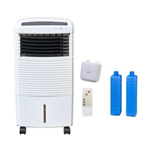 VIPIH Portable Air Conditioner, Evaporative Air Cooling Fan 27 Inch Bladeless 488CFM Air Cooler Fan with Remote Control, Cool, Swing, 7.5H Timer, 4 Speeds Wind, 15L Water Tank, Casters, Ice Crystal for Home Office Bedroom (27 inches)