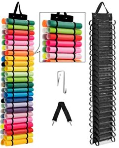 TDIFFUN Vinyl Organizer Storage with 48 Compartments, Hanging Vinyl Roll Holder Rack Wall Mount/Over The Door, Vinyl Carrying Holder Bag Gift Wrap Organizer for Craft (Black)