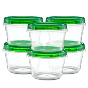 (4 Ounce 10 Pack)Twist cap Deli Containers Clear Bottom With Green Top Screw on Lids Twist Top Food Storage Freezer Containers